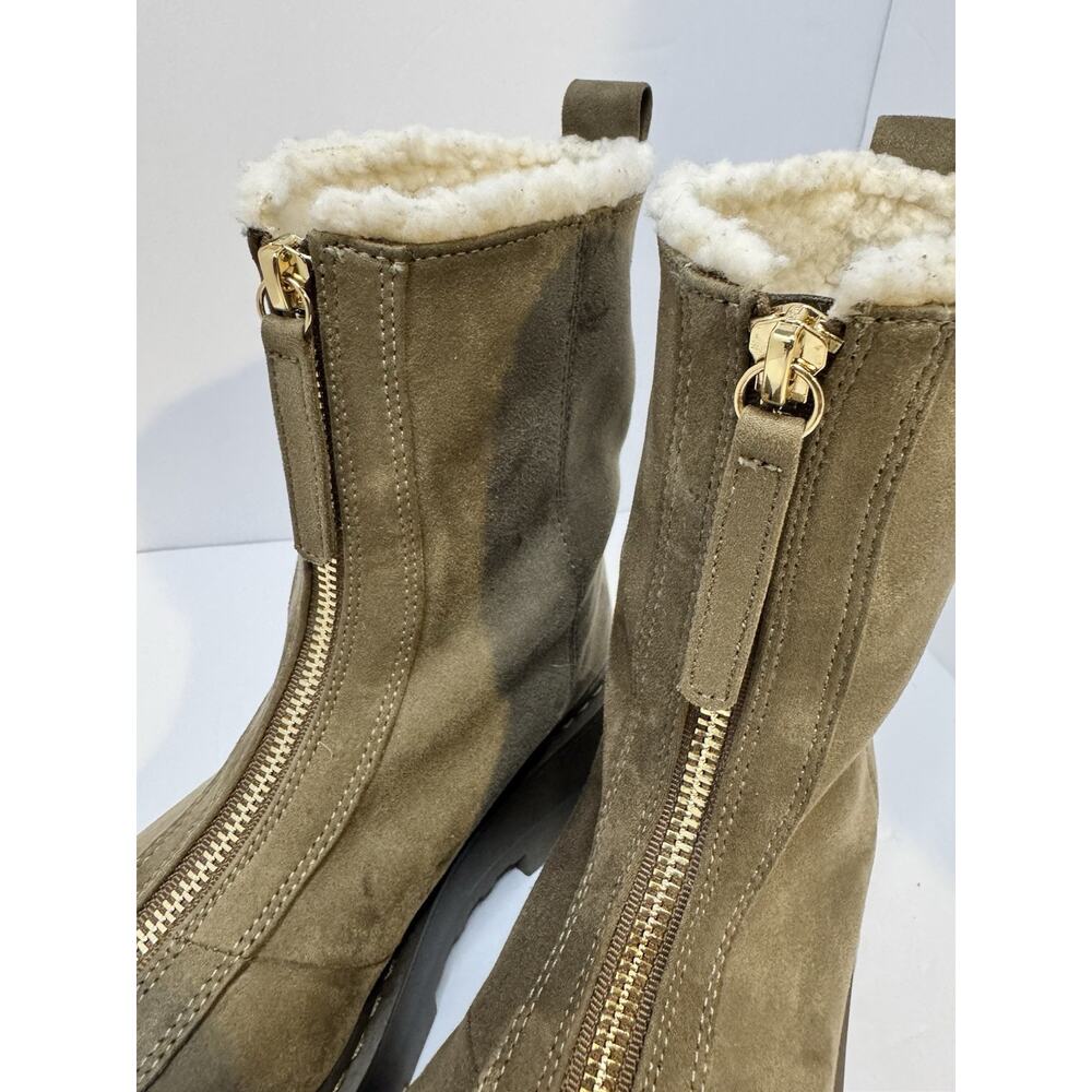 Warm-Lined Boots H&M Women’s Olive Suede Lug Sole EU 38/US 7.5 - Picture 4 of 13
